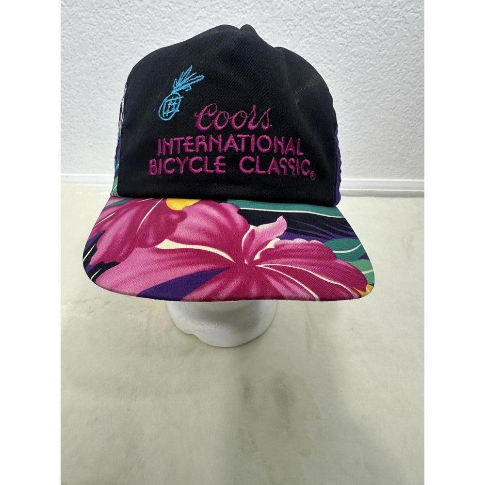 VTG Rare 1980s Coors Bicycle Classic Floral Strapback Hat Retro Cycling Hawaii